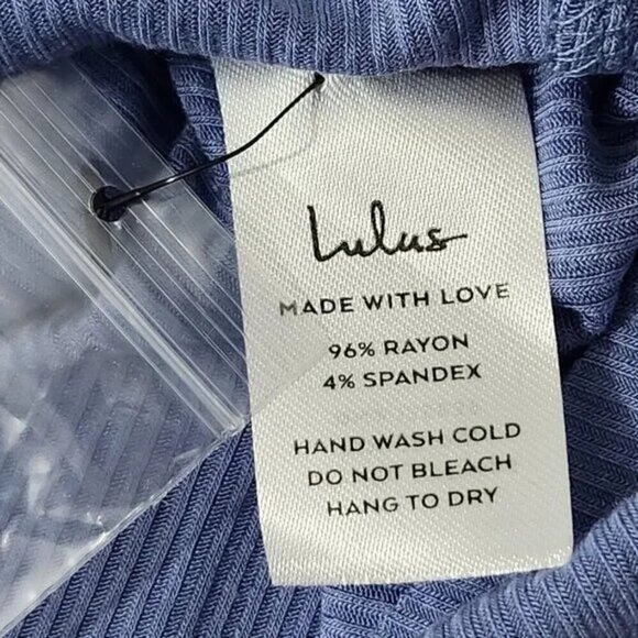 2/$30 Lulus Blue Ribbed Henley Cropped Tee Size L | Casual Stretch Knit Top - Picture 5 of 7